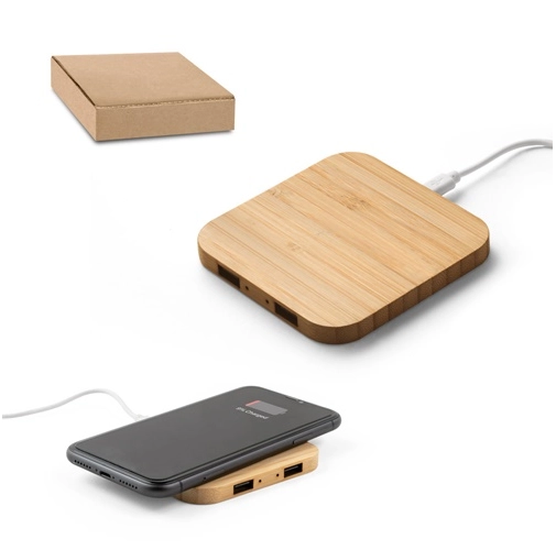 DALTON. Cargador inalámbrico superrápido de 15W, fabricado en bambú