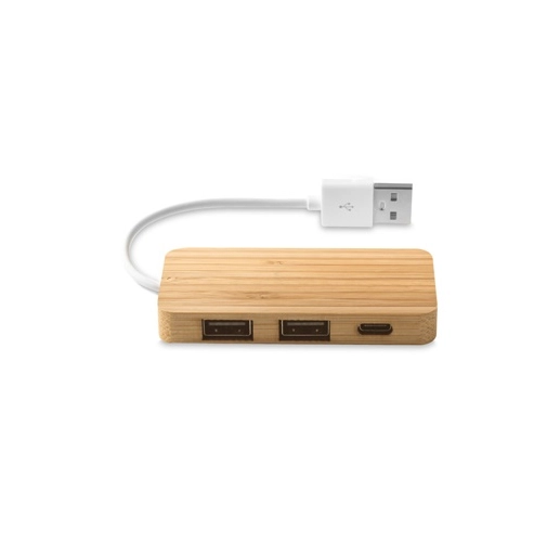 MOSER. HUB con 2 puertos USB-A y 1 USB-C, fabricados en bambú