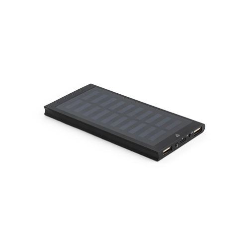 CLERK. Power bank 8\'000 mAh con panel solar en aluminio 100% reciclado