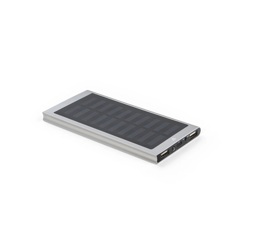 CLERK. Power bank 8\'000 mAh con panel solar en aluminio 100% reciclado