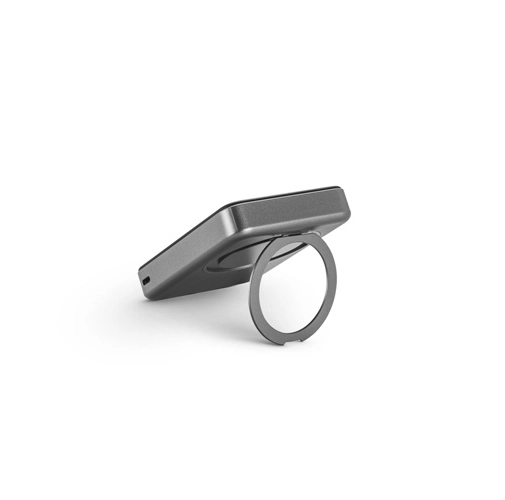 gris oscuro WARSHEL 10. Batería externa magnética de 10 000 mAh con cargador inalámbrico ultrarrápido de 15 W en ABS reciclado (100 % rABS) y soporte