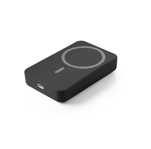 black AMPERE 10. Power bank magnético de 10\'000 mAh con cargador inalámbrico superrápido de 15W en ABS reciclado (100% rABS)