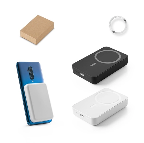 AMPERE 10. Power bank magnético de 10\'000 mAh con cargador inalámbrico superrápido de 15W en ABS reciclado (100% rABS)