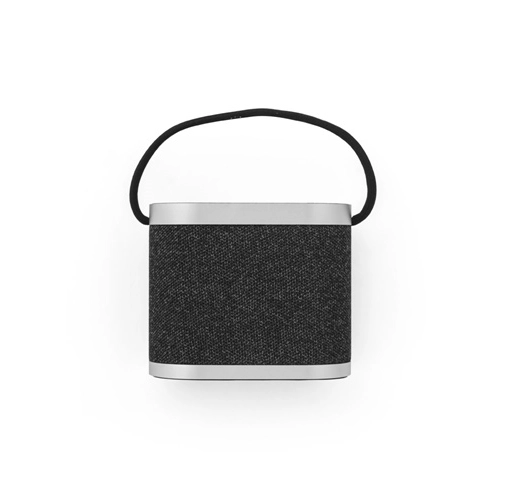 gris oscuro GUETTA. Altavoz portátil de 5 W con cargador inalámbrico ultrarrápido de 15 W y 2 h de duración de batería fabricado en bambú y PET reciclado (100% rPET)