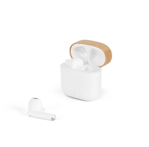 white COBAIN. Auriculares inalámbricos con 5h de autonomía en ABS reciclado (100% rABS) y bambú