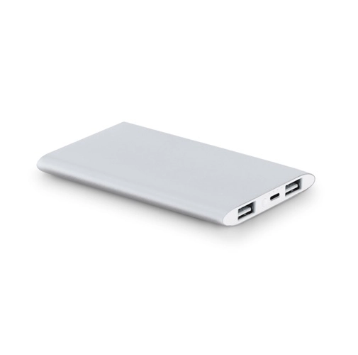 cromado satinado NOBEL. Power bank 7\'200 mAh, fabricado en aluminio reciclado (100% rAL)