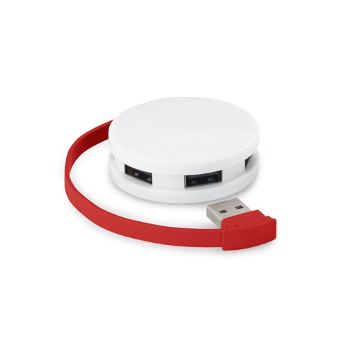 red GARDNER. HUB con cable y 4 puertos USB-A, fabricados en ABS