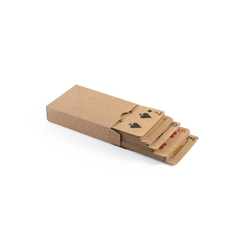 FISCHER. Baraja de 54 cartas clásicas en papel kraft, con material certificado FSC™ y otros materiales controlados