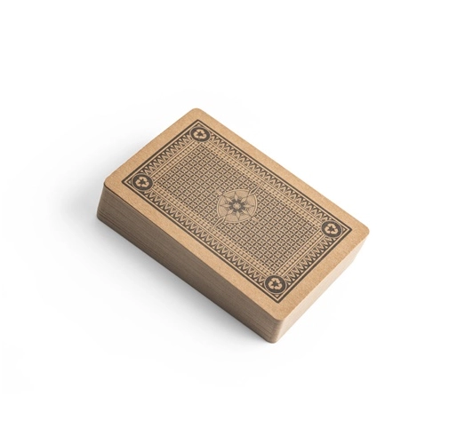 FISCHER. Baraja de 54 cartas clásicas en papel kraft, con material certificado FSC™ y otros materiales controlados