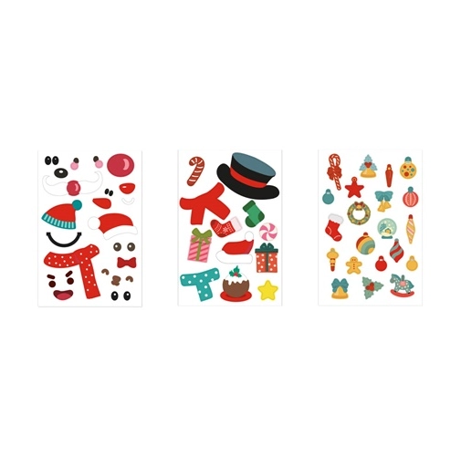 white GLIMN. Set compuesto por seis láminas con figuras navideñas y tres láminas de pegatinas