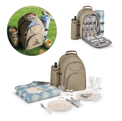 VILLA. Mochila térmica de picnic en poliéster reciclado de alta densidad 600D