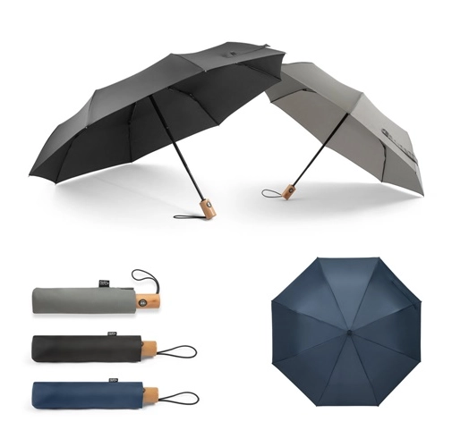 RIVER. Paraguas plegable poliéster reciclado (100% rPET) 190T con apertura y cierre automático