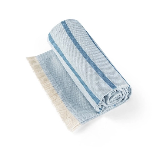 blue CAPLAN. Toalla multifuncional (260 g/m²) fabricada en algodón ligero y resistente (90%) y algodón reciclado (10%)