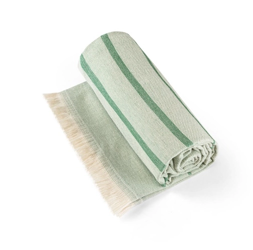 green CAPLAN. Toalla multifuncional (260 g/m²) fabricada en algodón ligero y resistente (90%) y algodón reciclado (10%)