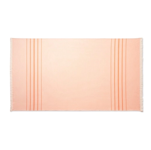 orange CAPLAN. Toalla multifuncional (260 g/m²) fabricada en algodón ligero y resistente (90%) y algodón reciclado (10%)