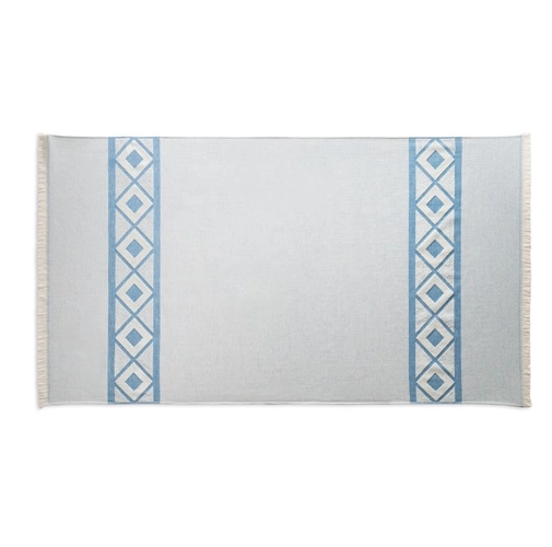 blue MALEK. Toalla de baño y multifuncional (350g/m²) fabricada en algodón ligero y resistente (85%) y algodón reciclado (15%)