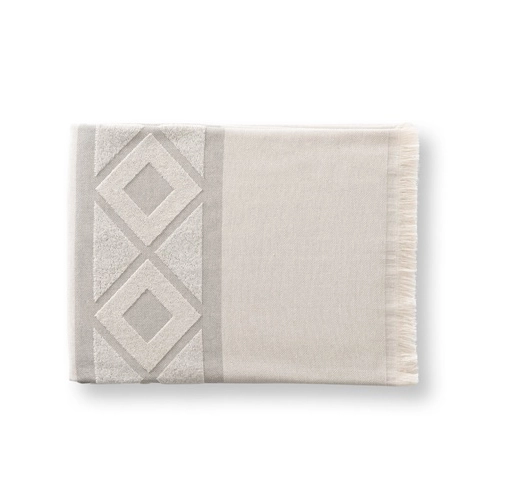 gris claro MALEK. Toalla de baño y multifuncional (350g/m²) fabricada en algodón ligero y resistente (85%) y algodón reciclado (15%)