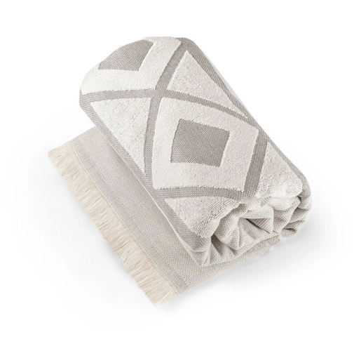 gris claro MALEK. Toalla de baño y multifuncional (350g/m²) fabricada en algodón ligero y resistente (85%) y algodón reciclado (15%)