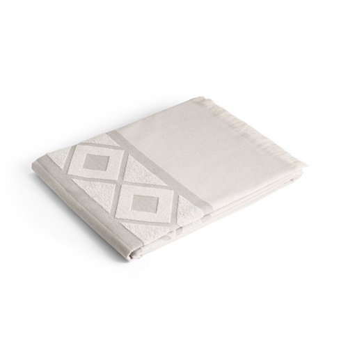 gris claro MALEK. Toalla de baño y multifuncional (350g/m²) fabricada en algodón ligero y resistente (85%) y algodón reciclado (15%)