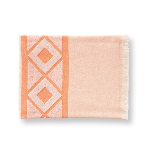 orange MALEK. Toalla de baño y multifuncional (350g/m²) fabricada en algodón ligero y resistente (85%) y algodón reciclado (15%)