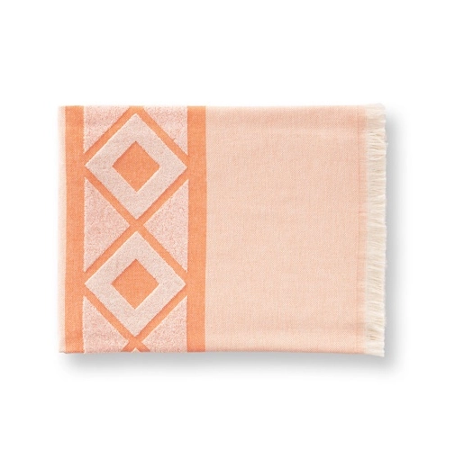 orange MALEK. Toalla de baño y multifuncional (350g/m²) fabricada en algodón ligero y resistente (85%) y algodón reciclado (15%)