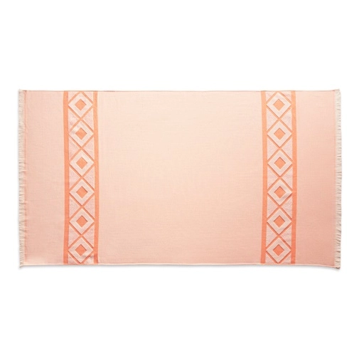 orange MALEK. Toalla de baño y multifuncional (350g/m²) fabricada en algodón ligero y resistente (85%) y algodón reciclado (15%)