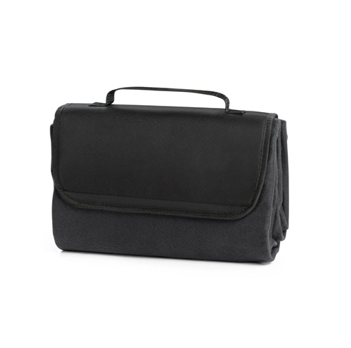 black RILEY. Manta polar con asa de transporte y solapa (180 g/m²)