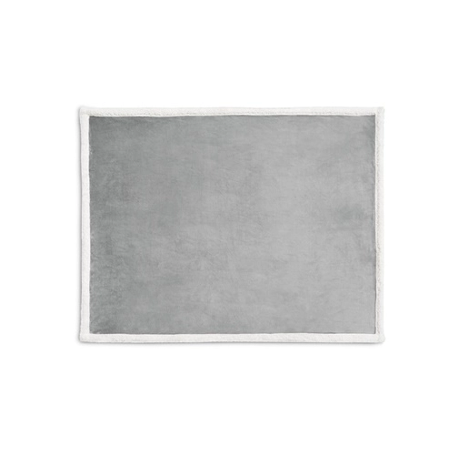 gray HEIDEN. Manta polar reversible (190 g/m²) con cinta de raso y tarjeta personalizada