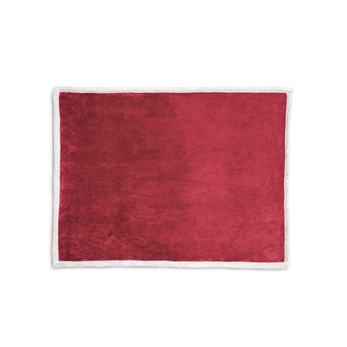 burdeos HEIDEN. Manta polar reversible (190 g/m²) con cinta de raso y tarjeta personalizada
