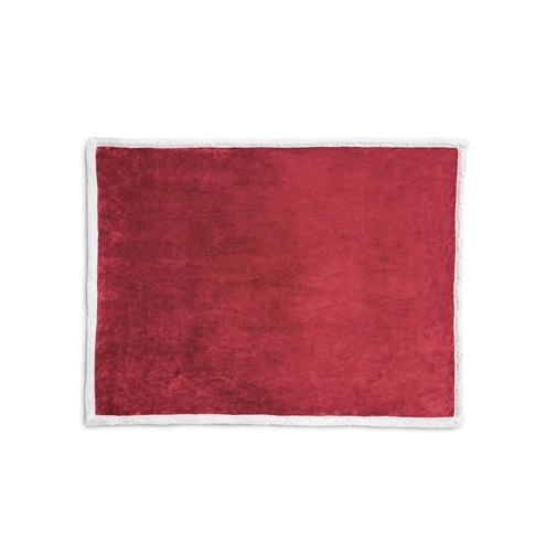 burdeos HEIDEN. Manta polar reversible (190 g/m²) con cinta de raso y tarjeta personalizada