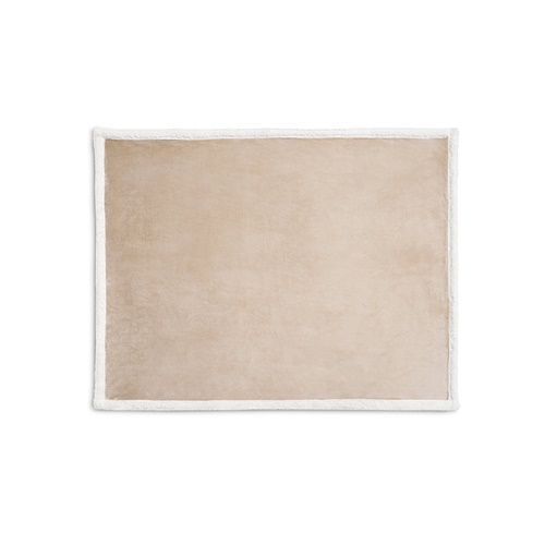 beige HEIDEN. Manta polar reversible (190 g/m²) con cinta de raso y tarjeta personalizada