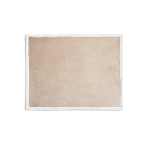 beige HEIDEN. Manta polar reversible (190 g/m²) con cinta de raso y tarjeta personalizada