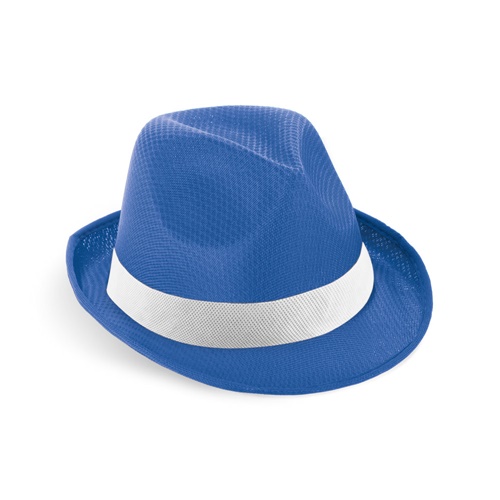 azul royal MANOLO POLI. Gorro en PP con cinta de poliéster blanca