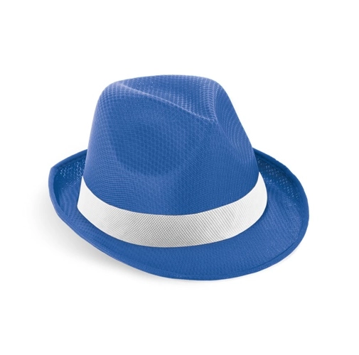 azul royal MANOLO POLI. Gorro en PP con cinta de poliéster blanca