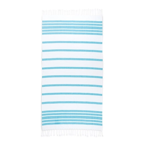 azul claro SARDENHA. Toalla de playa de algodón (70% reciclado) y poliéster (30% reciclado) (180 g/m²)