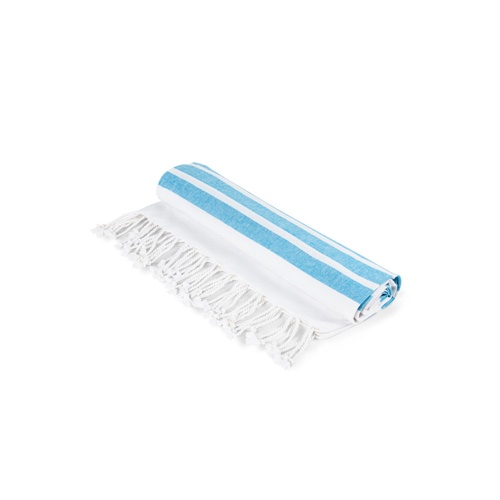 azul claro SARDENHA. Toalla de playa de algodón (70% reciclado) y poliéster (30% reciclado) (180 g/m²)