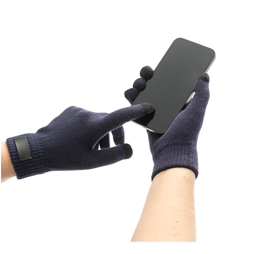 azul marino BURROW. Guantes de poliéster reciclado (100 % rPET) con puntas táctiles