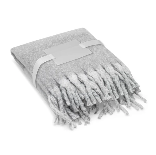 gray COMFY. Manta de poliéster reciclado (100 % rPET) (300 g/m²), con tacto de mohair