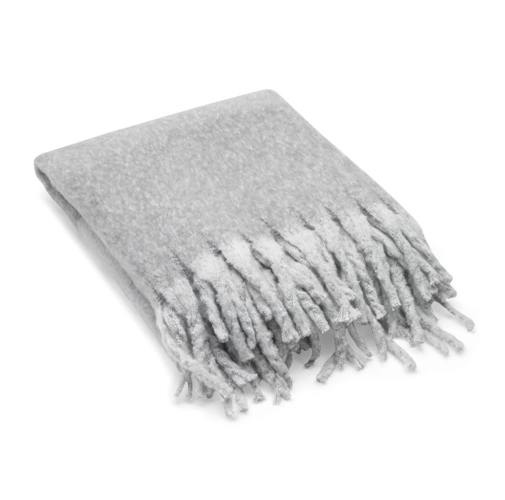 gray COMFY. Manta de poliéster reciclado (100 % rPET) (300 g/m²), con tacto de mohair