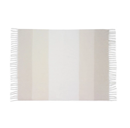 beige COMFY. Manta de poliéster reciclado (100 % rPET) (300 g/m²), con tacto de mohair