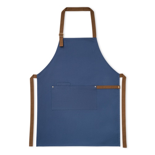 blue VESPER. Delantal de lona 100% algodón (300 g/m²) con detalles metálicos