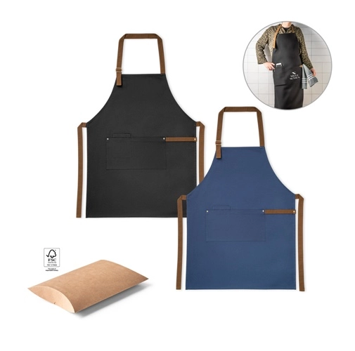 VESPER. Delantal de lona 100% algodón (300 g/m²) con detalles metálicos