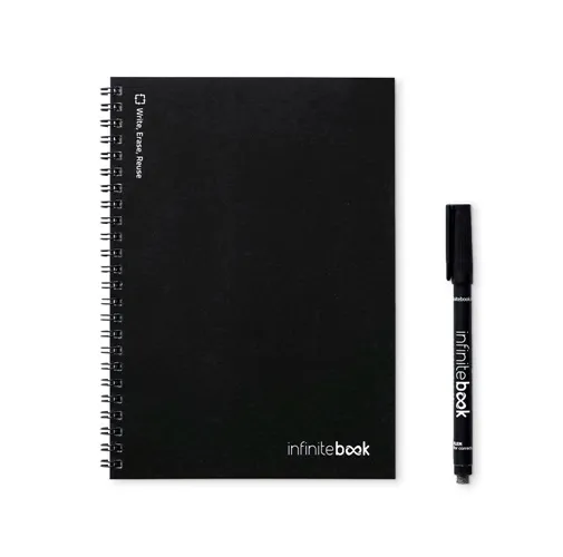 black INFINITEBOOK LINED A5. Infinitebook con tapa flexible y 15 páginas de pizarra rayadas