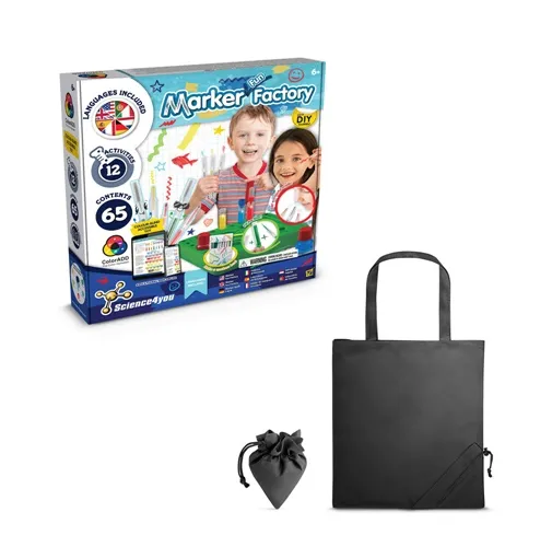 black DIY Pen Factory Kit II. Kit educativo suministrado con una bolsa de regalo plegable de 190T