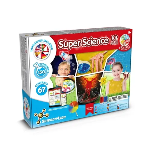 natural 6 in 1 Super Science Kit III. Kit educativo suministrado con una bolsa de regalo de papel kraft (115 g/m²)