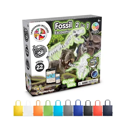2 IN 1 FOSSIL EXCAVATION KIT V. JUEGO EDUCATIVO SUMINISTRADO CON UNA BOLSA DE REGALO PLEGABLE DE 190T
