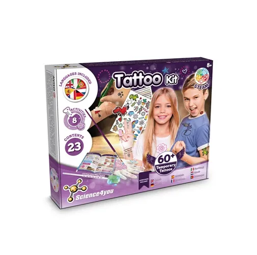 natural Tattoo Factory Kit III. Juego educativo suministrado con una bolsa de regalo de papel kraft (115 g/m²)