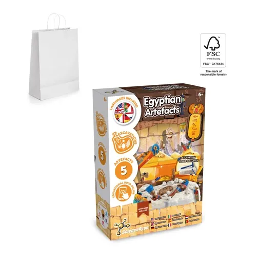 Ancient Egypt Excavation Kit II. Juego educativo suministrado con una bolsa de regalo de papel kraft (90 g/m²), fabricado con material certificado FSC™ y otros materiales controlados