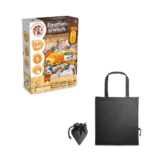 black Ancient Egypt Excavation Kit V. Juego educativo suministrado con una bolsa de regalo plegable de 190T