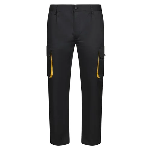 black VL HYPNOS. Pantalón de sarga multibolsillos bicolor (200g/m²), en algodón (35%) y poliéster (65%)